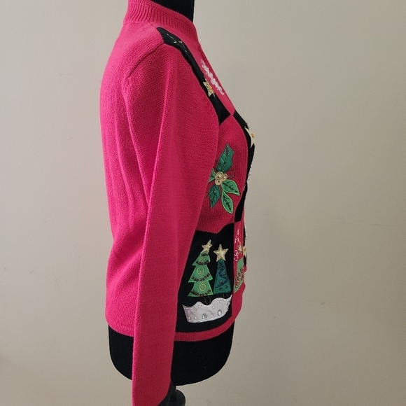 Tiara International Vintage Ugly Zip Up Cardigan  Sweater Size S/M - Picture 3 of 11